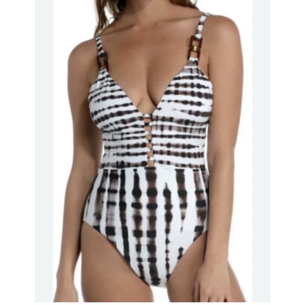 La Blanca Java Twist Women Standard Plunge One Piece Swimsuit Tummy Control 14